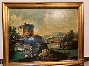 dipinto ad olio d’epoca  con cornice dorata