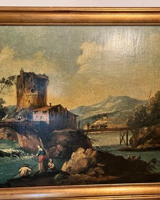 dipinto ad olio d’epoca  con cornice dorata