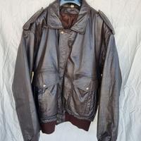 Giacca Bomber in Vera Pelle Marrone Vintage