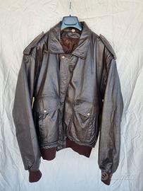 Giacca Bomber in Vera Pelle Marrone Vintage