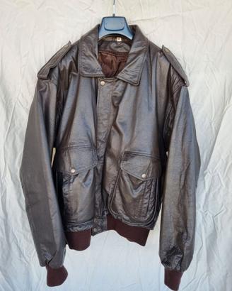 Giacca Bomber in Vera Pelle Marrone Vintage