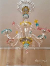 Lampadario in vetro soffiato di Murano