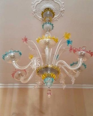 Lampadario in vetro soffiato di Murano
