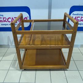 CARRELLINO LEGNO CUCINA PIANO VETRO FUMEE'