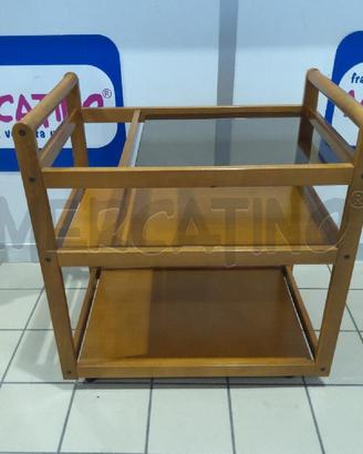 CARRELLINO LEGNO CUCINA PIANO VETRO FUMEE'