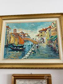Quadro Olio su Tela VENEZIA - Scorcio con Canale