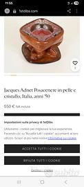 jacues andet posacenere in pelle e cristallo 