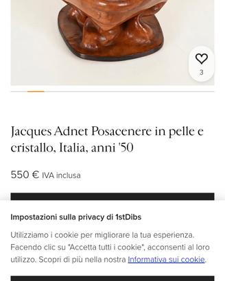 jacues andet posacenere in pelle e cristallo 