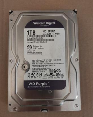 Hard Disk 1TB Western Digital Purple 3.5" SATA3 6G