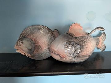 Servizio zuppiera pesce + 6 piatti R. Blanche