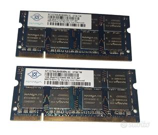 RAM DDR2 2Gb (2 x 1Gb) SODIMM 667 Mhz marca Nanya