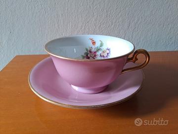 Richard Ginori tazza porcellana rosa da tè anni 40