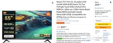TV Xiaomi 55" QLED 4K NUOVA mai usata - 120Hz