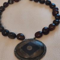 collana artigianale perle agata con ciondolo 