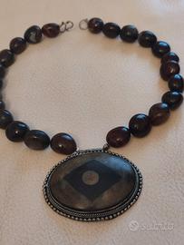 collana artigianale perle agata con ciondolo 