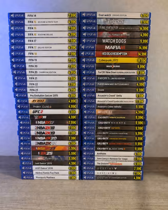 Set Giochi PlayStation 4 e 5. Prezzi in foto.