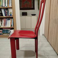 sedia design in cuoio rosso