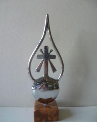 Puntale croce metallo asta vessillo vintage