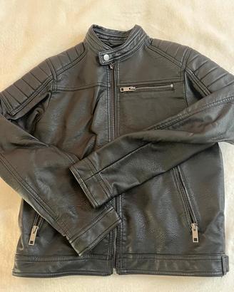 Giacca di pelle sintetica Jack & Jones nera 