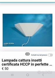 lampada cattura insetti certificata HCCP