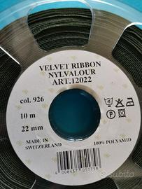Nastro velluto alto mm22 - verde -rotoli da mt. 10