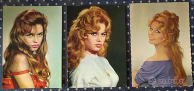 3 Cartoline BRIGITTE BARDOT a colori anni 60