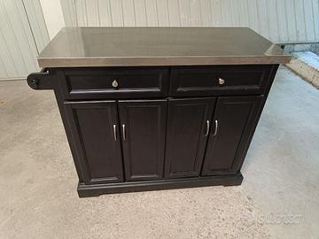 Credenza a rotelle con piano rivestito estensibile