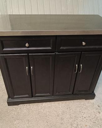 Credenza a rotelle con piano rivestito estensibile