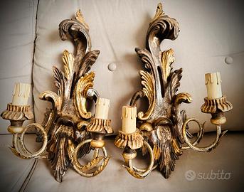 Coppia di Applique in legno antico Liberty 900
