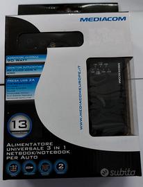 ALIMENTATORE UNIVERSALE 3 IN 1 NOTEBOOK PER AUTO