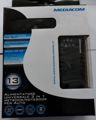 ALIMENTATORE UNIVERSALE 3 IN 1 NOTEBOOK PER AUTO
