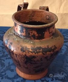 Pignata Brocca Vintage per Fagioli in Rame con due