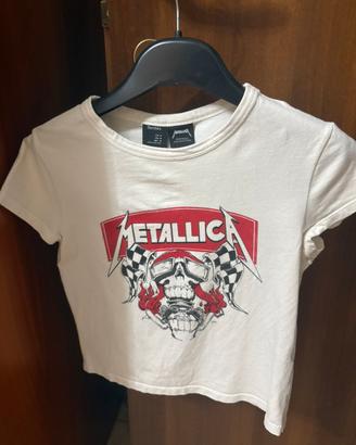 T-shirt crop Metallica x Bershka - Taglia M