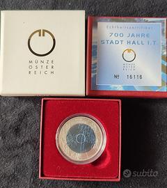 Monete euro proof Austria in niobio e argento