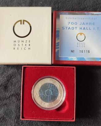 Monete euro proof Austria in niobio e argento