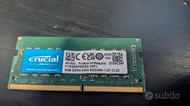 RAM Crucial DDR4 3200MHz 288pin con 8GB
