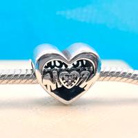 Charm argento 925 cuore zirconi mom mamma love you