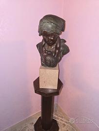 Statua in bronzo con base in marmo Merente Antonio
