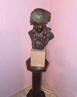 Statua in bronzo con base in marmo Merente Antonio