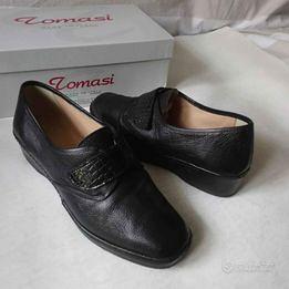 Scarpe donna in pelle nera, con velcro, numero 38