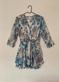 Vestito corto Floreale Azzurro Leggero Donna