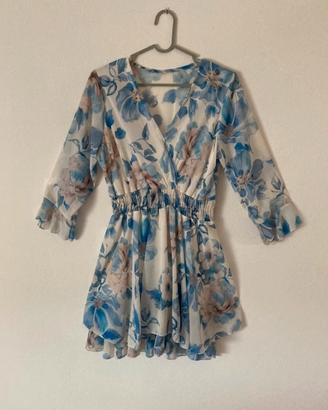 Vestito corto Floreale Azzurro Leggero Donna
