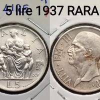 5 lire 1937 Rara
