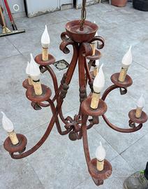 Lampadario vintage ferro battuto