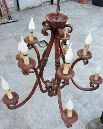 Lampadario vintage ferro battuto