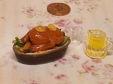 Pirofila con Pollo  in Miniatura per Dollhouse