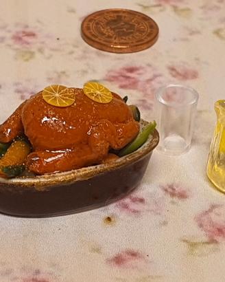 Pirofila con Pollo  in Miniatura per Dollhouse