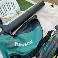 Soffiatore/tritatore a corrente e pensilina.