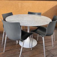 TAVOLO ROTONDO IN MARMO + 4 SEDIE DI DESIGN