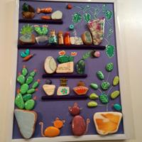 Quadretto castus , vetrini e piastrelline di mare 